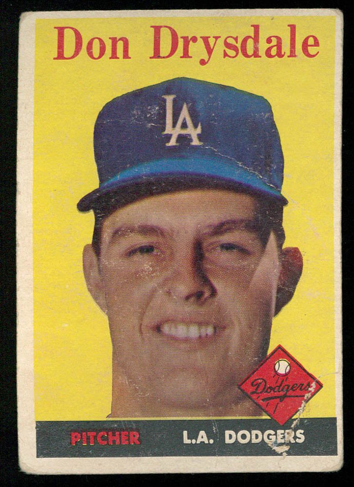 Retro Baseball Card, Don Drysdale, 1959, Topps #387 BCCG 9