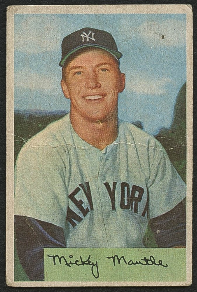 Retro Baseball Card, Mickey Mantle, 1954 Bowman #65