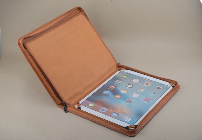 Leather Portfolio for iPad Pro 12.9 Leather Business Carrying Briefcase with Paper Pad for iPad Pro