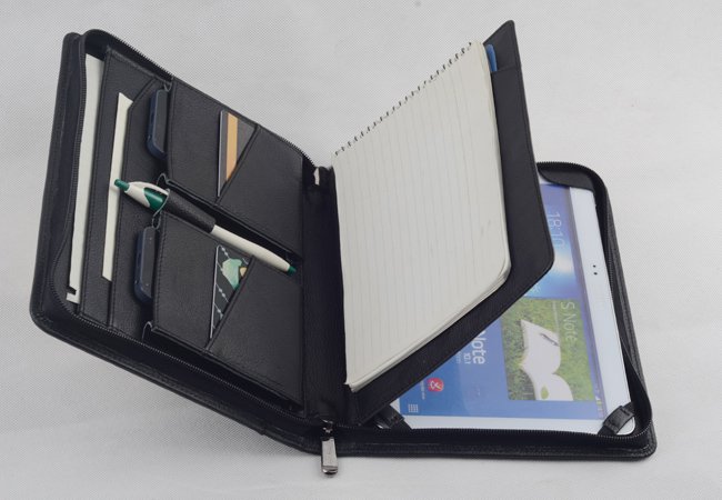Galaxy Note 10.1 Black Leather Case with Paper Pad for Samsung Galaxy Tablet carrying Portfolio