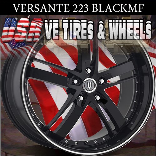 BLACK RIMS 223 20X8.5 5.115 BLK SILVER TIP KIA OPTIMA LEXUS GS300