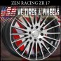 ZEN RACING RIMS ZR15 17X7 4-100/114.3 ET+38 BLK MF ML WHEELS ACURA LEGEND HONDA CIVIC