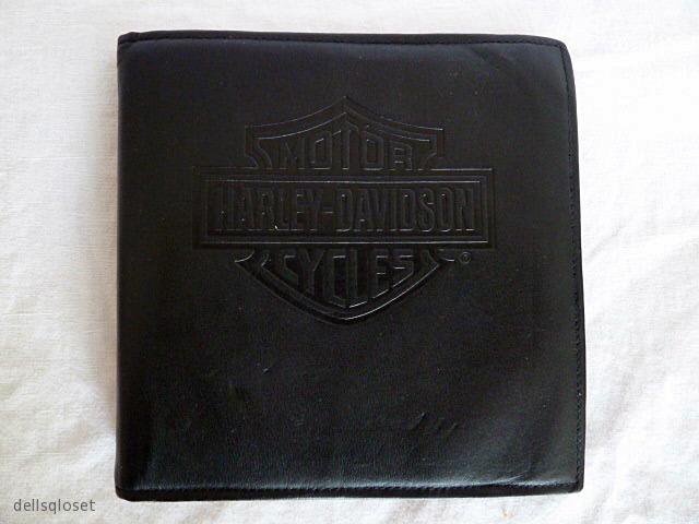 HARLEY-DAVIDSON Vintage Black Leather Embossed CD Holder/Case