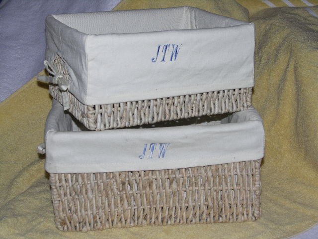 Personalized embrodiery basket liner