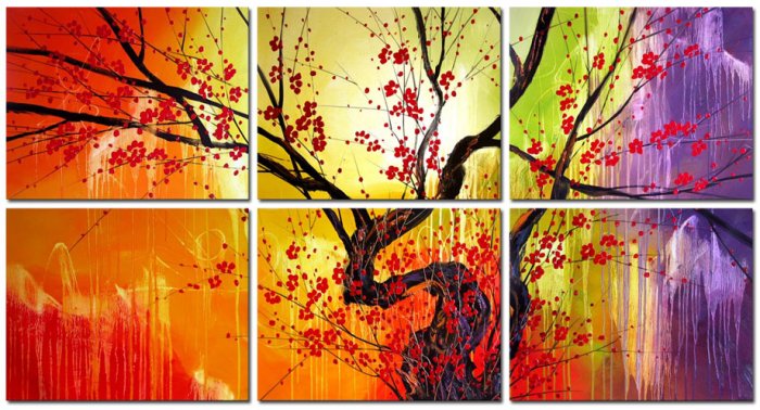 Modern oil painting on Canvas flower painting set415