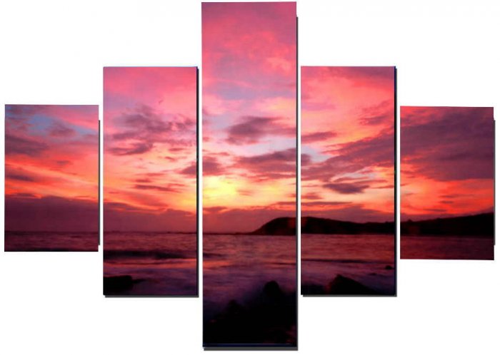 Modern oil painting on Canvas sunset glow painting set611