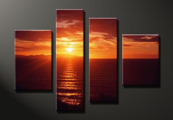 Modern Contemporary oil paintings on Canvas sunset glow painting set 647