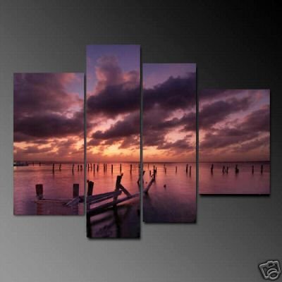 Modern Contemporary oil paintings on Canvas sunset glow painting set 691