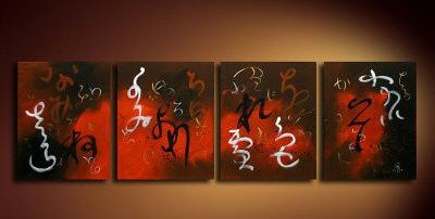 100% handmade Art deco Modern abstract oil paintings on Canvas set 09017