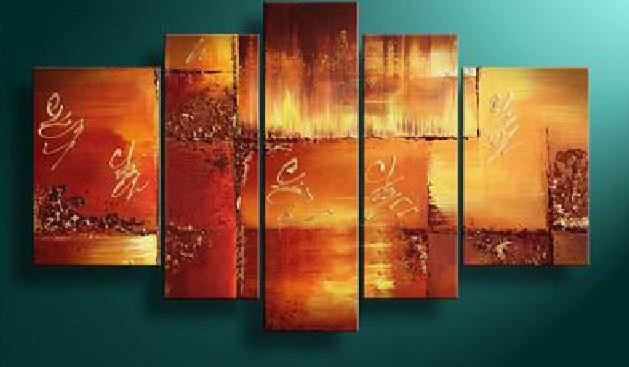 100% handmade Art deco Modern abstract oil paintings on Canvas set 09022