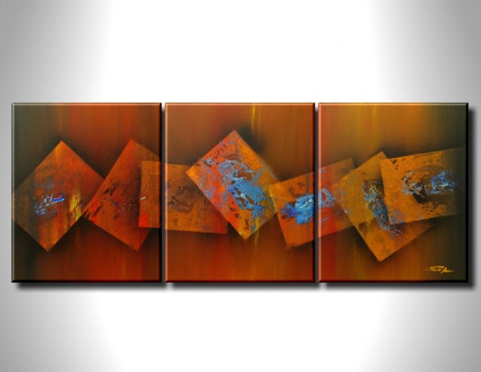 100% handmade Art deco Modern abstract oil paintings on Canvas set 09026