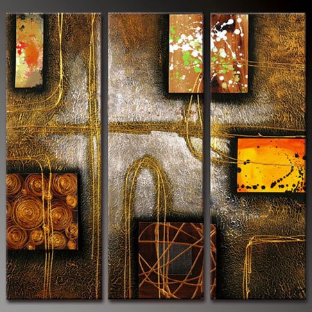 100% handmade Art deco Modern abstract oil paintings on Canvas set 09027