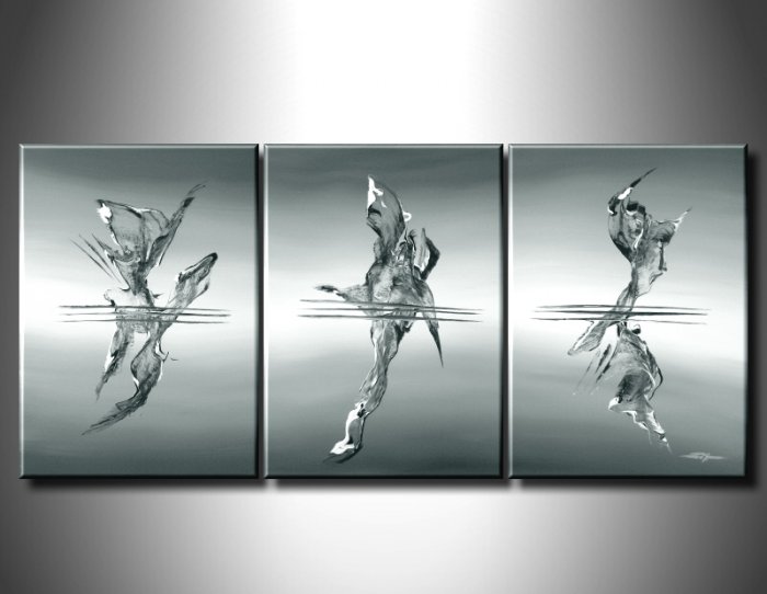 100% handmade Art deco Modern abstract oil paintings on Canvas set 09028