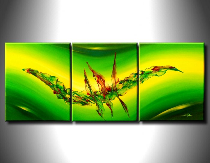 100% handmade Art deco Modern abstract oil paintings on Canvas set 09029
