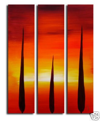 Handmade Art deco Modern sunset glow oil painting on Canvas set 09031