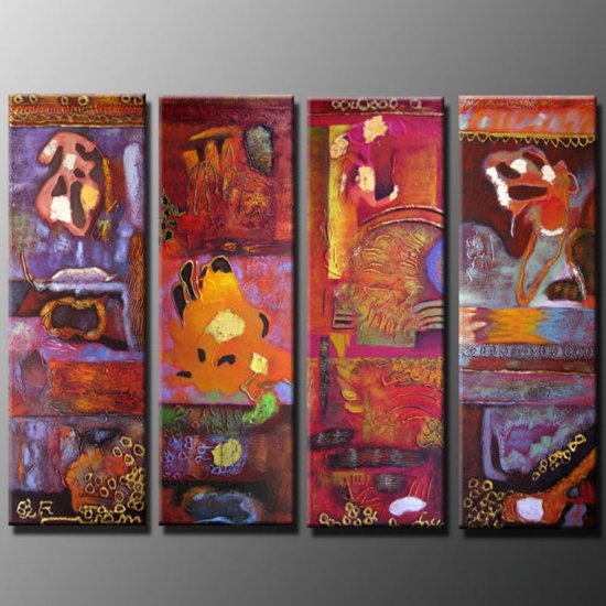 Handmade Art deco Modern abstract oil painting on Canvas set 09033