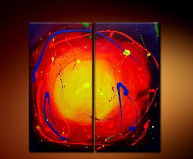 Handmade Art deco Modern abstract oil painting on Canvas set 09036