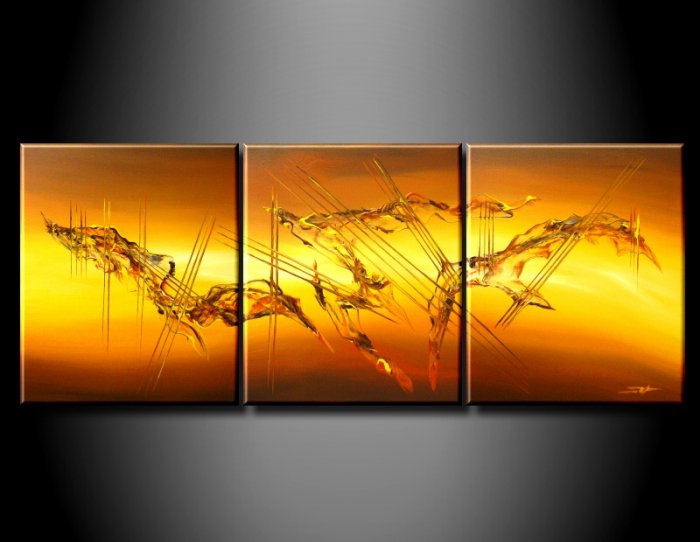 Handmade Art deco Modern abstract oil painting on Canvas set 09058