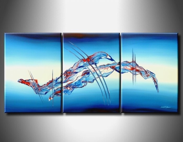Handmade Art deco Modern abstract oil painting on Canvas set 09059