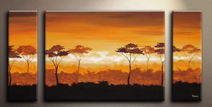 Handmade Art deco Modern tree oil painting on Canvas set 09062