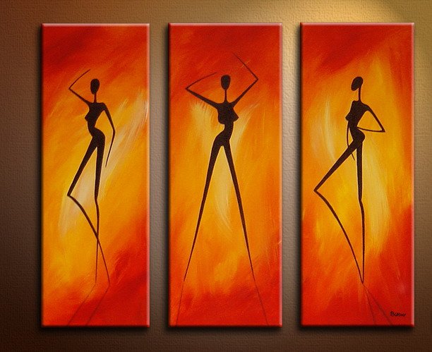 Handmade Art deco Modern nude oil painting on Canvas set 09063