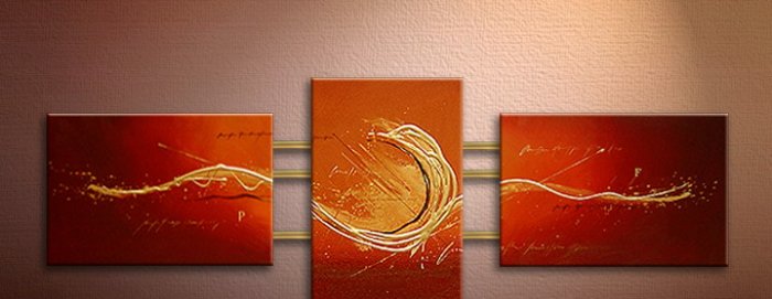Handmade Art deco Modern abstract oil painting on Canvas set 09070