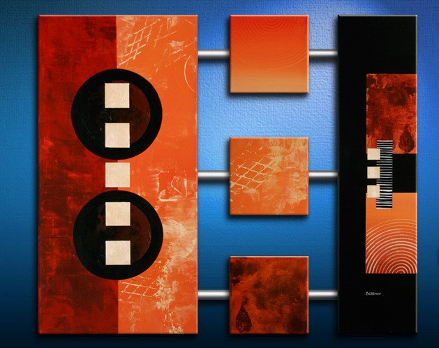 Handmade Art deco Modern abstract oil painting on Canvas set 09194