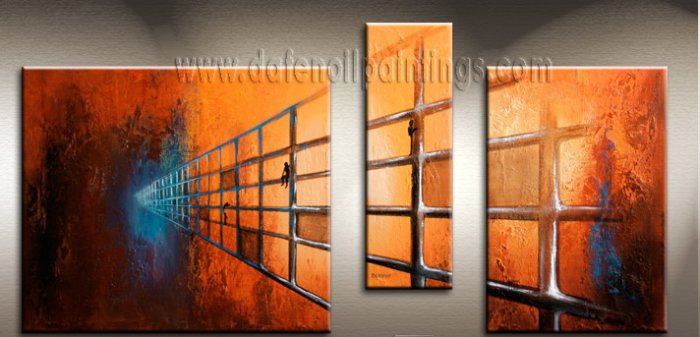 Handmade Art deco Modern abstract oil painting on Canvas set 09187