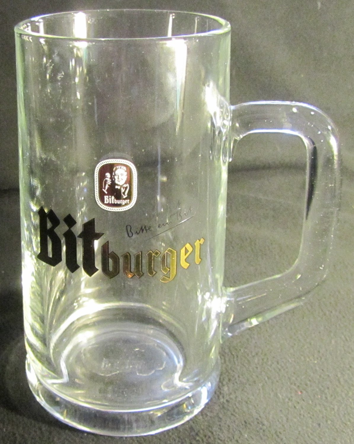 RASTAL BITBURGER 0.5 LITER CLEAR GLASS GERMAN BEER MUG