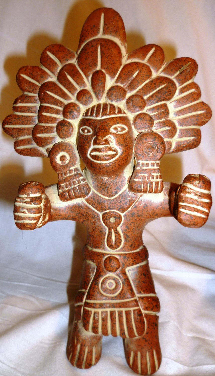 VINTAGE TERRACOTTA POTTERY MEXICO MAYA AZTEC INCA GOD FIGURINE STATUE