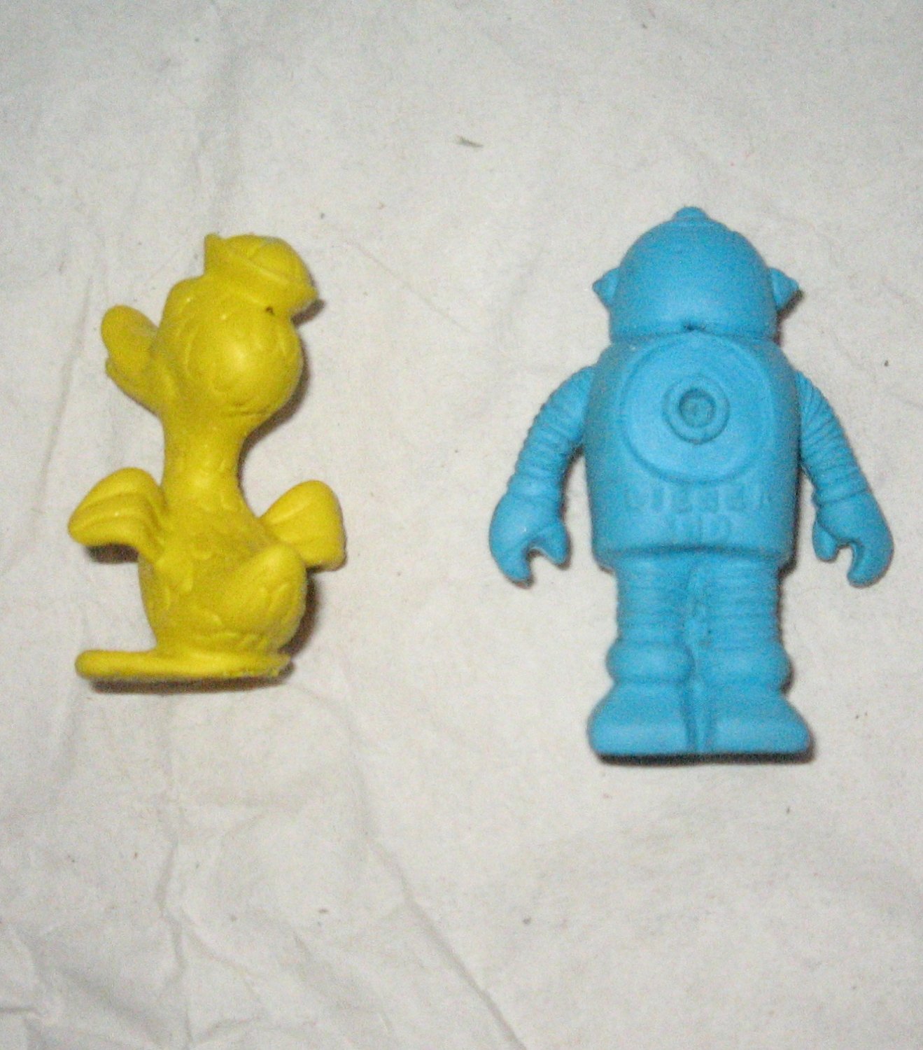 VINTAGE Diener Eraser 1970s Robot and Duck Lot of 2 Like New