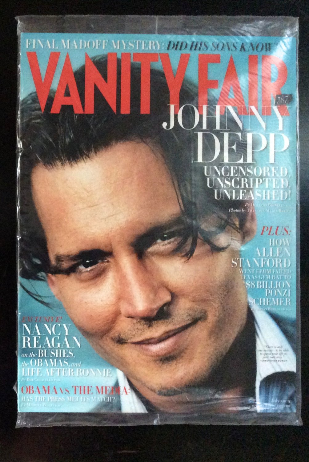 Vanity Fair Magazine July 2009 Johnny Depp Uncensored Unscripted Obama vs Media Nancy Reagan Madoff