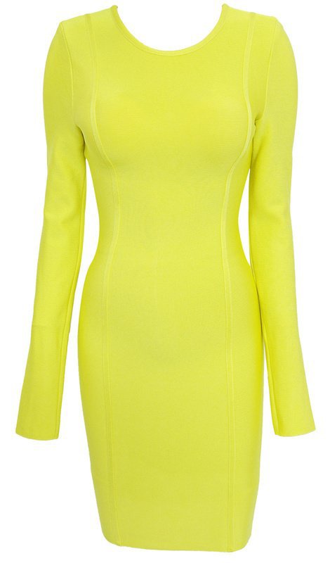 Cloverl Carly Lime Green Long Sleeve Bandage Dress----Send by FedEx,extra