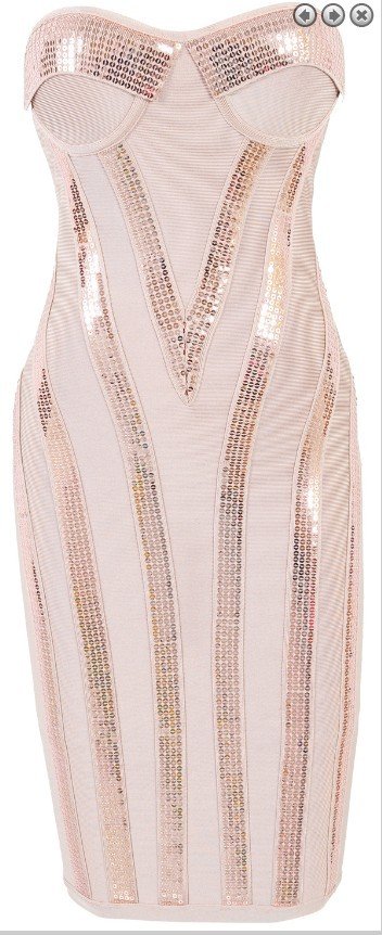 Cloverl Michaela Fade Pink Sequin Strapless Bandage Dress