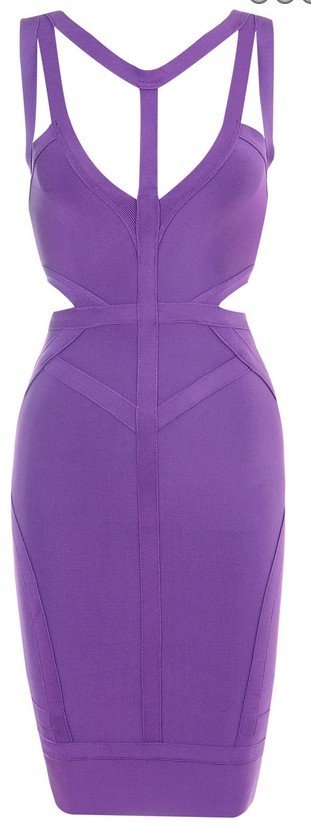 Cloverl Sierra Purple Cut-out bandage Dress--free global shipping