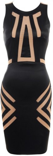 Cloverl Lia Black Stretch Satin and mesh cut-out Dress--free global shipping