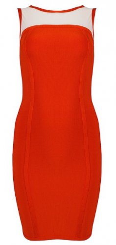 Cloverl Soren Orange bandage Dress--free global shipping