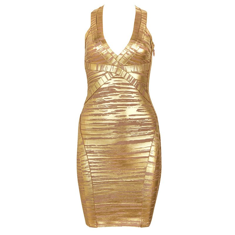 Cloverl Danielle Metallic Bandage Dress