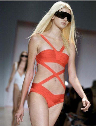 Cloverl Paris Orange Bandage Swimwear Free Global Shipping