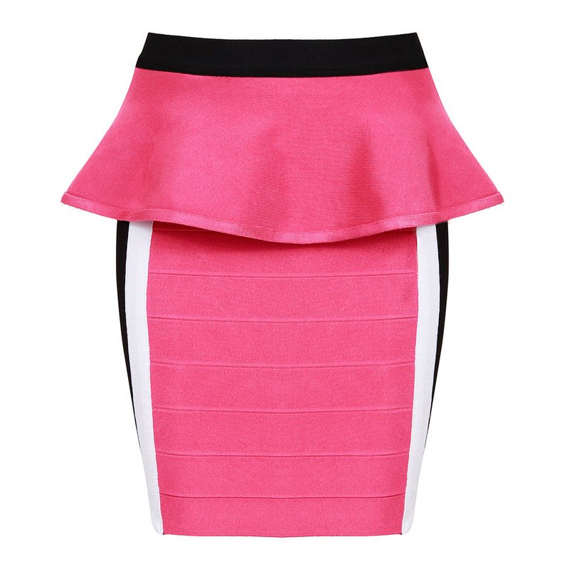 Cloverl Gabbie Pink Peplum Bandage Dress FREE GLOBAL SHIPPING