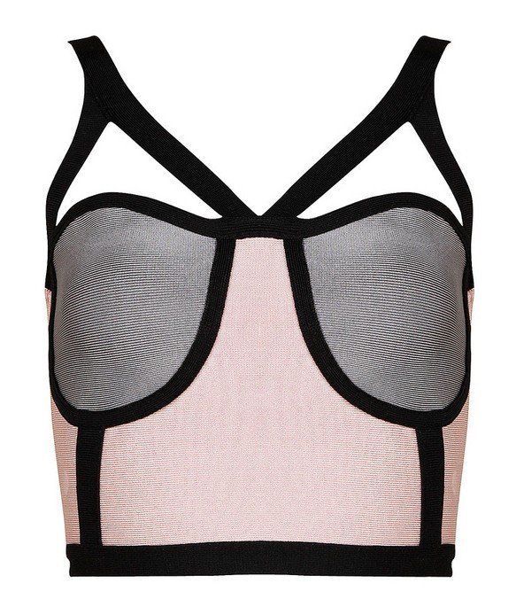 Cloverl Libby Multi Tonal Bandage Crop Top Free Global Shipping