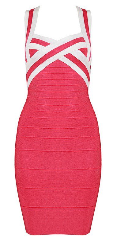 Cloverl Federica Stripy Strapy Bandage Dress Free Global Shipping