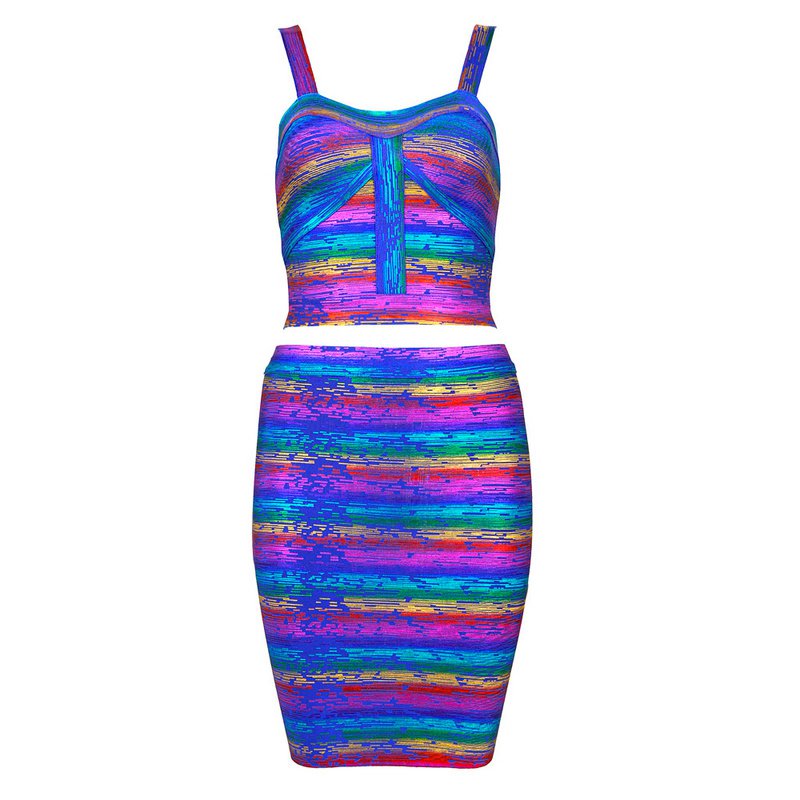 Cloverl Carmen Colorful Metallic Bandage Dress Free Global Shipping