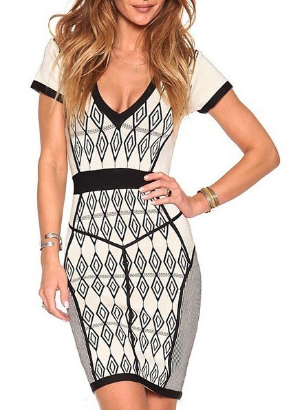 Cloverl Ariel Geometrical Bandage Dress Free Global Shipping