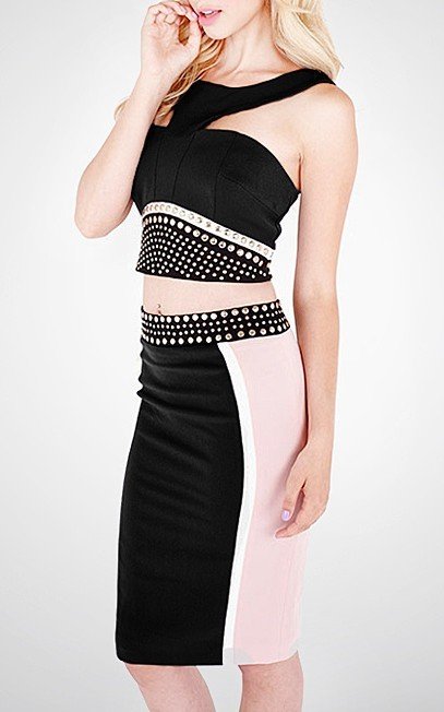 Cloverl Kaley Studded Bandage Dress Free Global Shipping