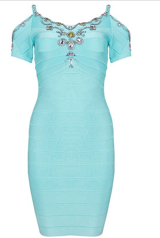 Cloverl Cecily Beaded Bandage Dress Free Global Shipping