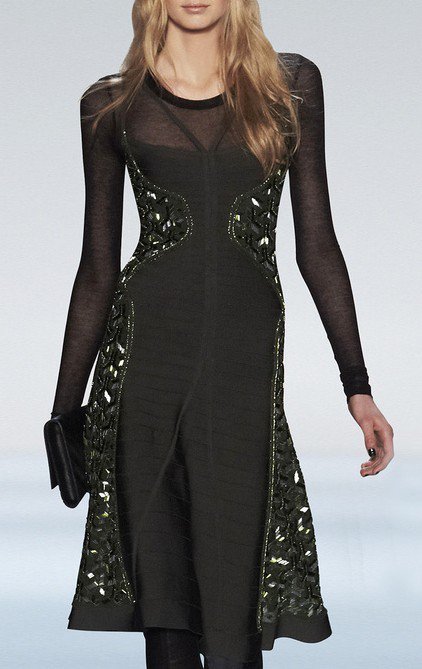 Cloverl Kelsey Beaded Long Sleeve Bandage Dress Free Global Shipping