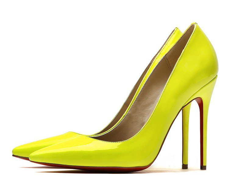 Cloverl Classic Jane Pump in Patent leather in Lemon Free Global Shipping