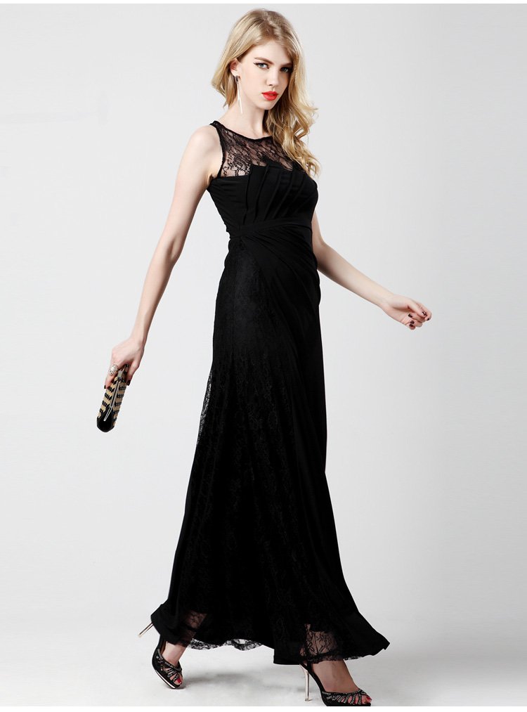 Cloverl Carrie Lace Evening Dress in black Free Global Shipping