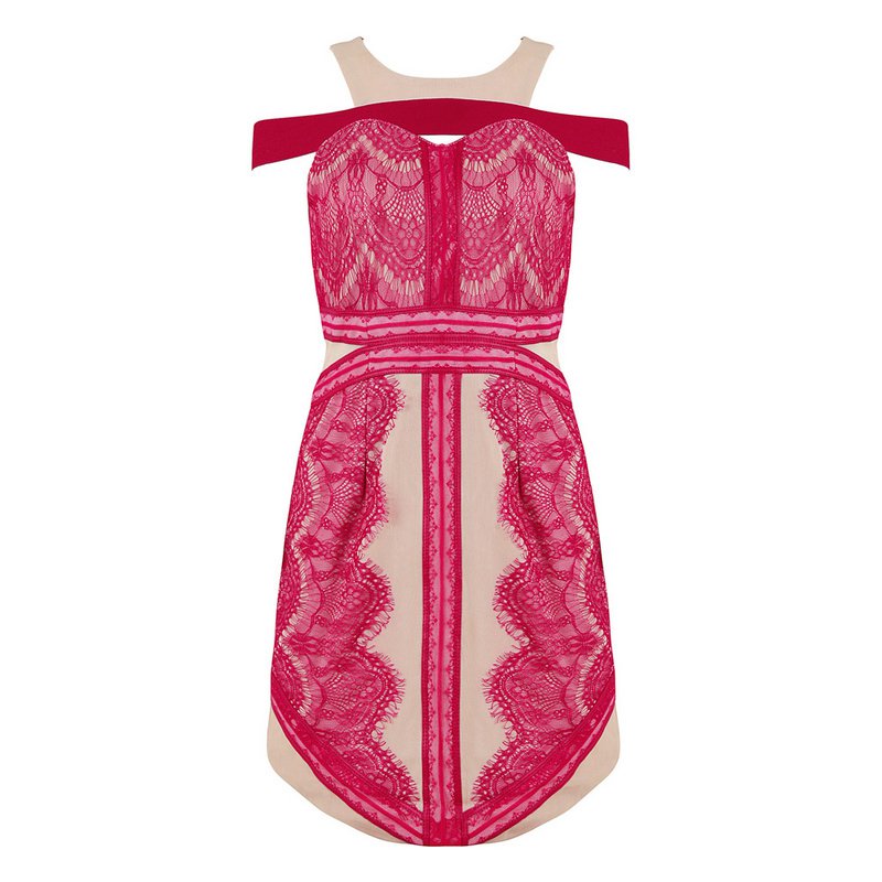 Cloverl Melinda Party Dress with Lace in Eyelash Effect Free Global Shipping